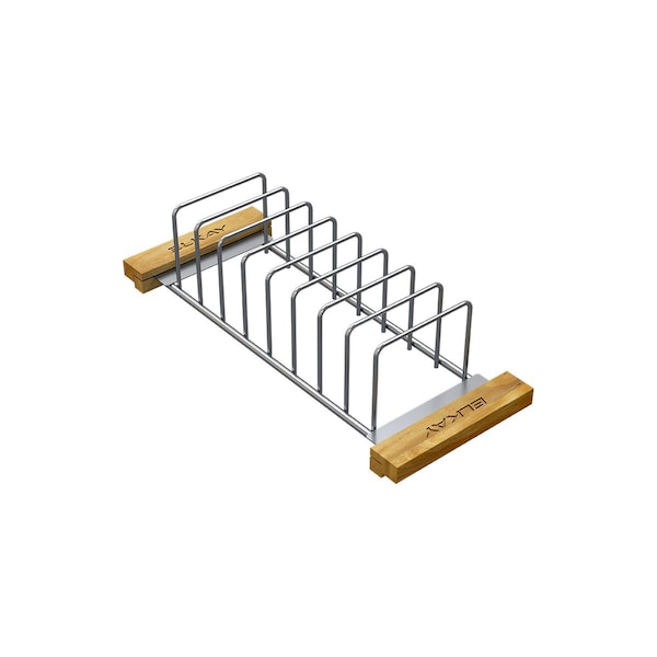 Elkay Crosstown Stainless Steel 16-7/8" x 6-3/4" x 4-1/4" Drying Rack with Wood Handles LKDR0717SS - main